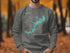 Grey sweatshirt with a Lake Wallenpaupack Pennsylvania map and compass.