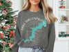 Grey sweatshirt with "Lake Wallenpaupack Pennsylvania" map design and compass.