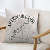 Pillow with Melton Hill Lake map and compass design, Tennessee.