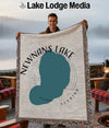 Newnans Lake Florida woven throw blanket with fringe detail.