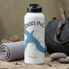 White water bottle with "DARLING" text, blue kayak, and compass graphic.