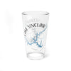 Clear glass pint glass featuring Lake Sinclair map and compass graphic.