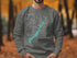 Dark grey sweatshirt with a teal compass rose map of Tenkiller Ferry Lake, Oklahoma.