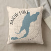 Pillow featuring blue Snow Lake map with "Snow Lake Washington" text.