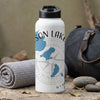 White water bottle with "Pike Lake Wisconsin" text and map graphic.