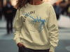 Light yellow crewneck sweatshirt with Kerr Lake Virginia map and compass graphic.