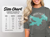 Comfort Colors 1717 heavyweight adult tee size chart with width and length measurements.