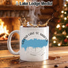 White mug with "Grand Lake St. Marys Ohio" and a blue map outline.