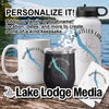 Mug, tumbler, and water bottle featuring Skaneateles Lake compass design.