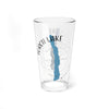 Glass with Torch Lake, Michigan map and compass design.