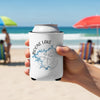 White koozie with "Boone Lake Tennessee" and a compass rose design.