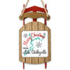 Wooden sled ornament with "Merry Christmas From Lake Shelbyville" text and map.