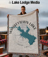 Whiskeytown Lake California map blanket with compass rose detail.