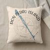 Cream pillow with compass design and text "DON PEDRO ISLAND FLORIDA".