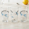 Three clear glasses with "Salamonie Lake Indiana" and a compass rose design.