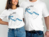 White t-shirts displaying "Alder Lake Washington" with a blue lake map and compass.
