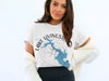 White t-shirt with Lake Livingston Texas map and compass graphic.