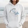 White hoodie with Lake Travis Texas map and compass design.