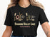Black t-shirt with "Diamond Valley Lake California" and lakeside graphic.