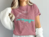 Atcion Lake New Jersey graphic t-shirt with compass and teal lake outline.