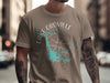 Brown t-shirt with Lake Oroville California design and compass rose.