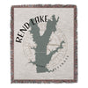 Rend Lake Illinois map with compass rose on a fringed blanket.