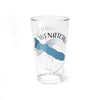 Clear glass pint glass with "Lake Wenatchee Washington" text and map graphic.