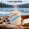 White mug with Sardis Lake Mississippi map and compass design.