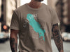T-shirt featuring a teal Gull Lake map with compass and Michigan text.