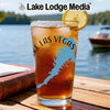 Glass of iced tea with "Lake Las Vegas Nevada" map and text.