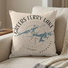 Cream pillow with Greers Ferry Lake map and compass design