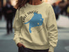 Cream sweatshirt featuring blue Lake Simcoe map and "Lake Simcoe Ontario" text.