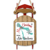 Sled ornament with "Merry Christmas From Lake Charlevoix" text and lake map graphic.