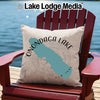 Onondaga Lake New York map on a pillow in a red chair.