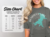 Comfort Colors 1717 size chart for heavyweight adult tee with width and length measurements.