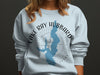 Light blue sweatshirt with "Lake Ray Hubbard Texas" and a blue lake map.