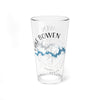 Clear glass pint glass with Lake Bowen map and compass design.