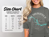 Comfort Colors 1717 heavyweight adult tee size chart with width and length measurements.