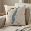 Pillow with Yale Lake map and compass rose design in Washington.