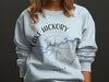 White sweatshirt graphic with Lake Hickory North Carolina text and compass.
