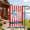 Pokegama Lake Minnesota flag with red and white stripes, compass, and "The Smith Family".