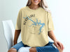 Kerr Lake Virginia map graphic on a light yellow t-shirt.