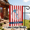 Garden flag with red and white stripes, Lizard Lake, Minnesota map, and "The Smith Family."