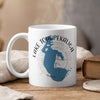White mug with Lake Tohopekaliga Florida map and compass design.