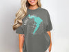 Grey t-shirt with Lake Waco Texas map and compass graphic.