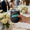 Black tumbler with "Lake America" and turquoise map of United States on compass.