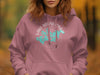 Rose pink hoodie with Lake Minnetonka map graphic and Minnesota text.