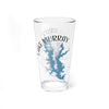 Clear glass pint glass with Lake Murray map and compass design.