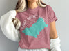 T-shirt with Lake Mascuppic map graphic and compass design.