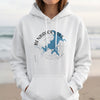 White hoodie with Benbrook Lake Texas map and compass graphic.